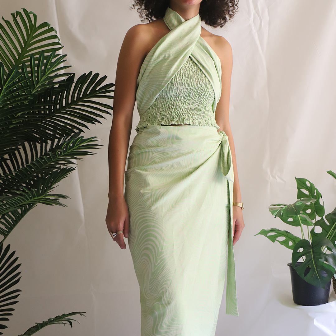 Rippley Wrap Green Top