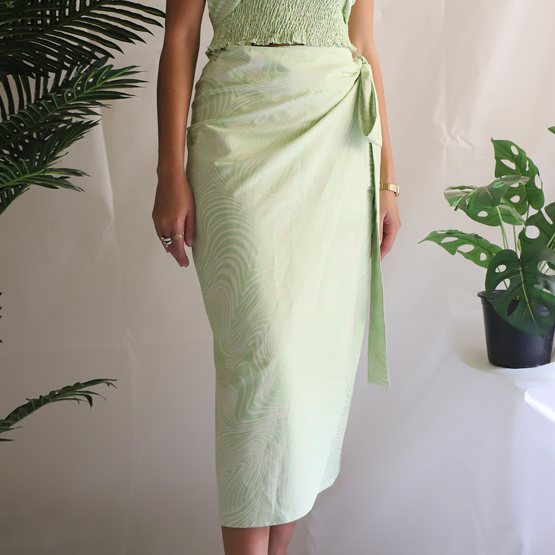 Rippley Wrap Green Skirt