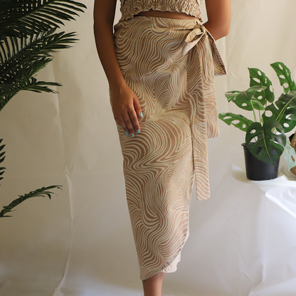 Rippley Wrap Brown Skirt